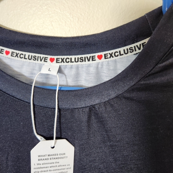 Womens made with love geometric long sleeve top black white grey sz l nwt - Picture 6 of 8